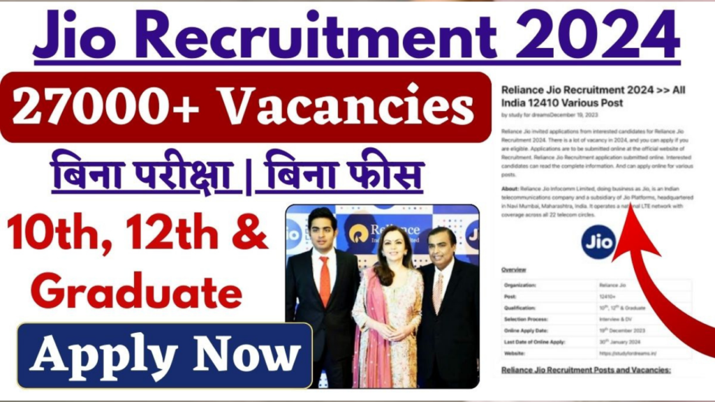 Get job in Jio | 12th pass also apply | Job in your city | work from home