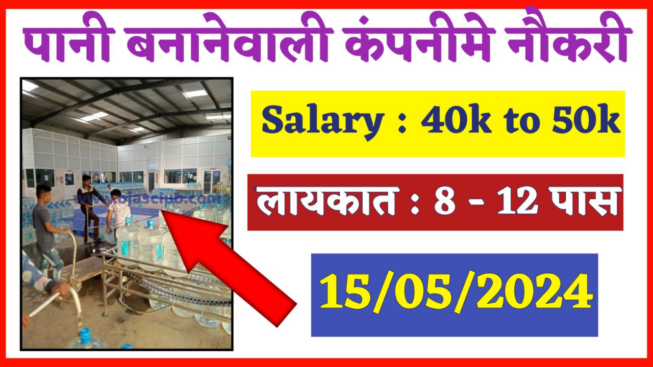 Get job in Water Bottle Factory | pay Scale 40k to 50k | Apply Now