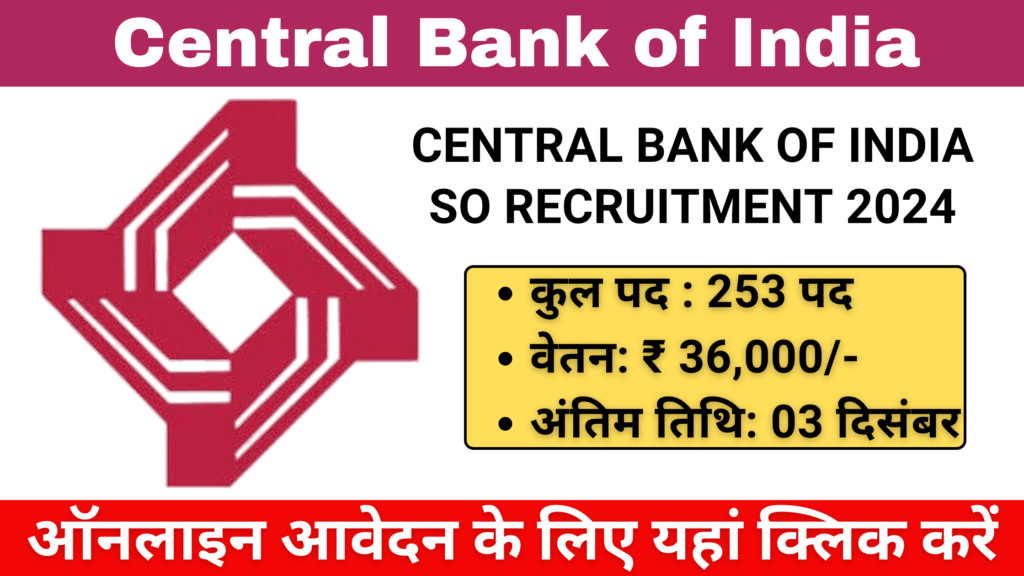 Central Bank of India SO Recruitment 2024: Apply Online Now for 253 Posts